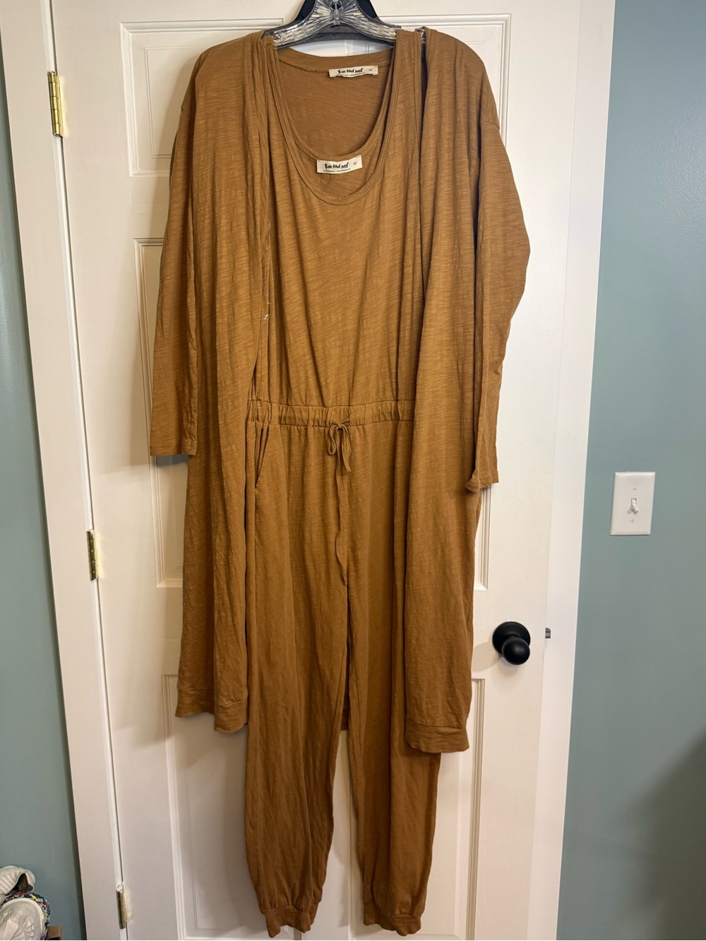 Soft Knit Brown Jumpsuit with Drawstring Waist